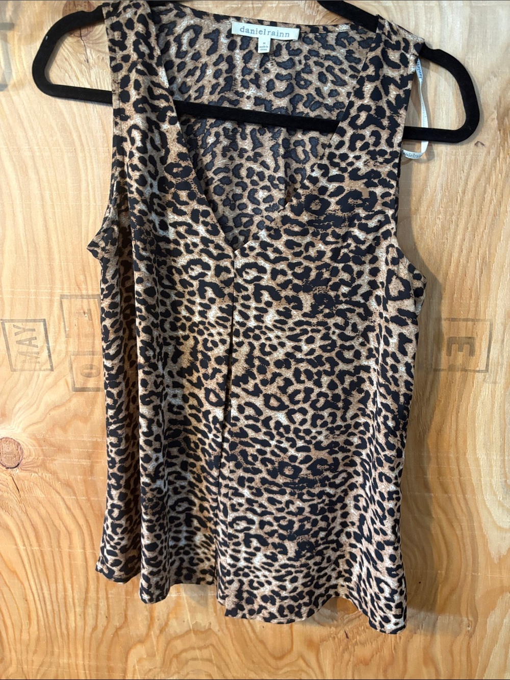 Daniel Rainn Leopard-Print V-Neck Camisole in Tan and Black